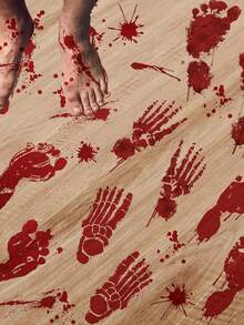 6 Blatt Blutige Fußabdrücke Bodenaufkleber, blutige Halloween Dekorationen, blutige Fußabdruck Bodenaufkleber und Abziehbilder für Halloween Party Dekorationen und Zubehör