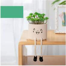 1 طقم أصيص سيراميك مع دمية معلقة، تصميم، ديكور يدوي، أصيص دائري زخرفي مناسب للنباتات الصغيرة والنباتات الصغيرة