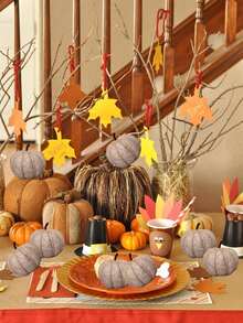 6 peças de abóbora de veludo para ação de graças, abóbora artificial de outono, usada para mesa de jantar, lareira, guirlanda faça você mesmo, videira, decoração para festa de fim de ano