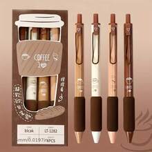 [Retractable Gel Pens] 4-Pack Retractable Gel Ink Rollerball Pens| Extra Fine Point & Soft Grip - Lightweight Coffee-Colored Pens For Comfortable Writing Experience, Ideal For Students - Nâu (4 gói) - Xem 4
