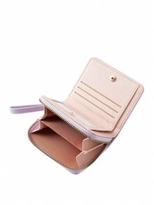 Cartera sólida de gran capacidad BATSIOE para mujeres, cartera con cremallera para monedas, billetera minimalista de lujo al por mayor para mujeres, billetera de dinero, billetera mini, monedero, billetera linda, billetera pequeña, billetera con muñequera - Púrpura malva - Ver 7