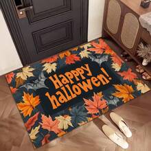 1 Stück interessante Halloween Dekoration, Geist-Kürbis-Fledermaus-Ahornblatt-Totenkopf Muster Willkommens-Fußmatte, moderne Cartoon kreative Elemente aus weichem Kunstfell - maschinenwaschbar - lustige thematische Feiertagsatmosphäre Eingangsteppich, geeignet für Eingang, Außen-, Innenbereich, Terrasse, Balkon, Jahreszeit-übergreifender Teppich, Halloween-Weihnachts-Heimdekoration - Verschiedenfarbig - Übersicht 4