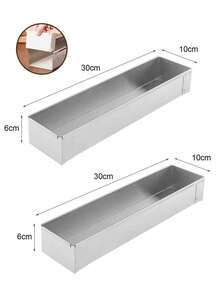 LINKOOL 优质铝制提拉米苏和芝士蛋糕烤盘 - 矩形，配有可拆卸隔板，坚固的底座，适合制作完美的慕斯蛋糕 - 耐用的厨房必需品，手工制作，可移动带子，可拆卸隔板 - 金屬銀 - 查看 17