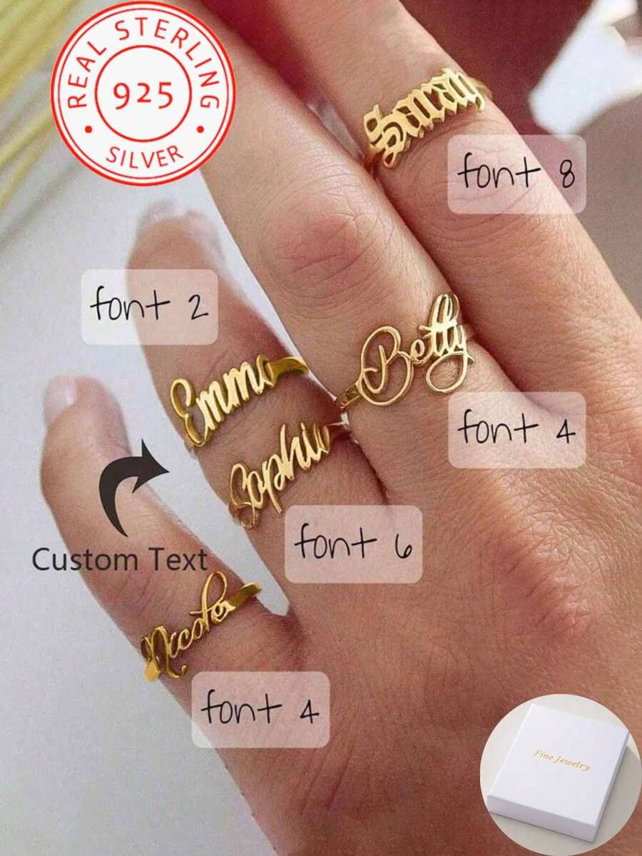 One Piece Custom Ladies English Name Ring, Fine Ladies Jewellery Gifts, Mother's Day Gifts, Valentine's Day Gifts, Birthday Gifts, Wedding Anniversary Gifts, Christmas Gifts, High Class Gifts For Friends And Classmates Graduation Gifts For Family Members