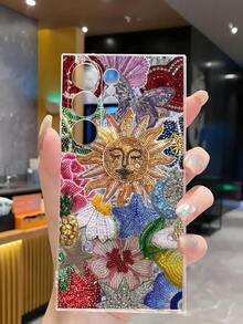 1个日月花卉图案软壳手机壳，兼容、荣耀、红米、三星Galaxy A04e/12/A13/A14/A34/A50/A52/A53/A54/S21/S22/S23/S24/S25/S25 Ultra、6A/7A/8A、12T/13T，国际版，非国内版 - 無色 - 查看 5