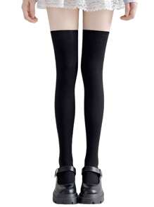 1/2/3 Peças Meias Dupla Face, Meias Femininas, Preto + Branco, Meias Modeladoras de Panturrilha com Pressão Leve, Meias de Comprimento Médio, Meias Estilo JK, Meias Esportivas, Adequadas para Uso Durante Todo o Ano, Estilo Y2k