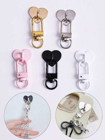 2-in-1 Handyhülle mit Herz-Schnalle + Schlüsselband, DIY Smartphone Schlüsselband, Metallmaterial, mit Klebefläche, keine Rückstände, Handyhülle Zubehör DIY Dekoartikel