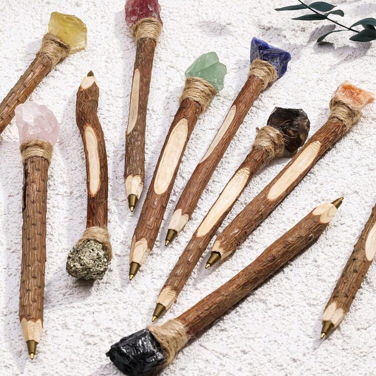 1 cây đũa thạch anh tự nhiên, quà tặng sáng tạo tự làm, gậy chữa bệnh bằng năng lượng dành cho học sinh, quà tặng Halloween. - Bút gỗ đá nguyên bản - Xem 8