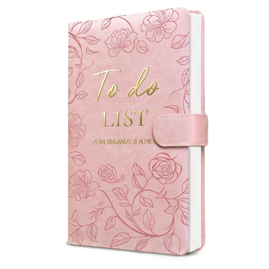To Do List Notebook & Daily Planner, Leather-Bound With Magnetic Closure | 64 Undated Pages | Task/Water/Habit Tracker