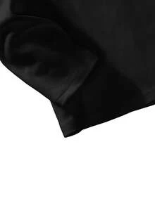 1pc Solid Color Crew Neck Casual Undershirt, Soft, Comfortable, Warm And Skin-Friendly, Essential For Daily Casual Wear, Autumn/Winter - Black - View 2