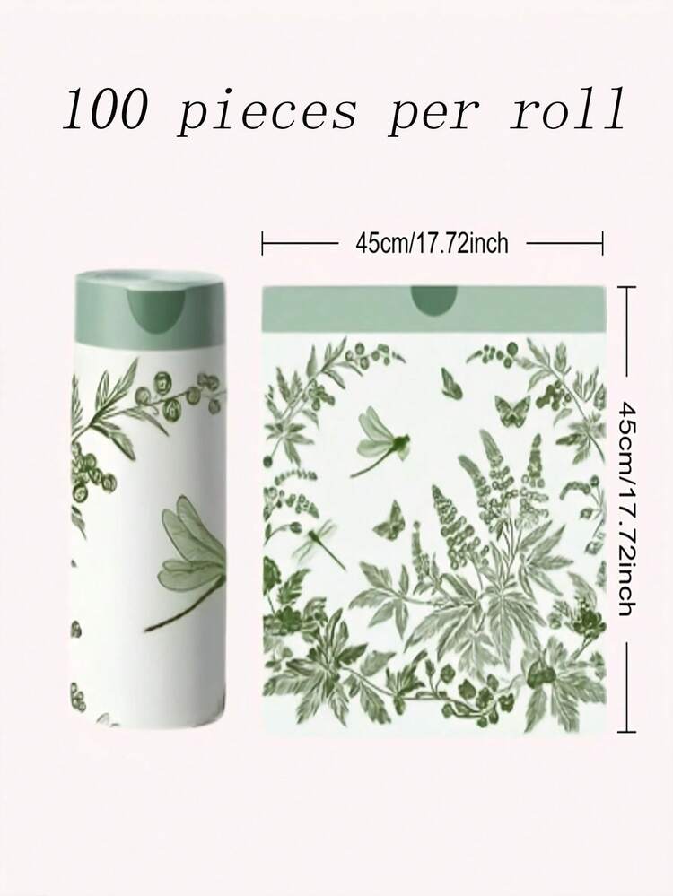 Household Thickened Drawstring Garbage Bags, 100 Bags Per Roll, Drawstring Design - Large Polyethylene Garbage Bags, Suitable For Kitchen And Bathroom, High-Quality Floral Pattern, Premium Easy-Tear Portable Garbage Bags, New Material, Lightweight And Durable, Suitable For Family Use, Chinese New Year/Mother's Day/Valentine's Day/Festival Party Supplies. - Multicolor - View 4