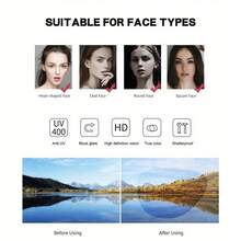 Women's Fashion  - Modern Gradient Oversized Frames With Lightweight Plastic Hinges,  Black Shades For Casual & Travel (Versatile Everyday Accessory) - 黑框紫色 - 查看 6