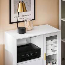 Sideboard On Wheels, Kitchen Trolley, Microwave Cabinet, Kitchen Cabinet, Rolling Cart, Storage Cabinet, Kitchen Chest Of Drawers, Kitchen Trolley, White, Approx. 75x76x40cm (WxHxD), ASK09-W - trắng - Xem 4