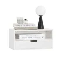 SoBuy NKD03-W, Floating Nightstand Wall-Mounted Bedside Table Cabinet Wall Shelf Floating Shelf With Drawer - White - View 4