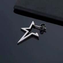 1 Paar Edelstahl Stern-förmige Ohrringe, Punk-Stil personalisierte Ohrringe