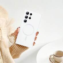 Luxury Magnetic Phone Case Compatible With Galaxy S24 S25 S22 S23 Ultra Plus S20 S21 FE Note 20 A35 A55 A05 A15, Soft TPU Material, Suitable For IPhone 17 Air 16 E 15 14 13 12 11 Pro Max Plus - White - View 7