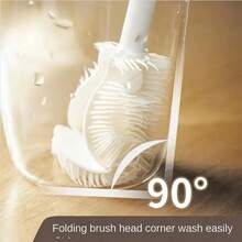 360 ° Silicone Cleaning Brush, Long Handle, Foldable Head, Suitable For Bottles And Cups, Reusable Kitchen Cleaning Tool, Home Cleaning, Kitchen Cleaning, Party Cleaning, Christmas And New Year Cleaning Supplies - White - View 5