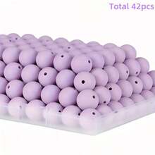 42Pcs Silicone Beads 12/15MM Round Bead For Jewelry Making To Make Bracelets DIY Keychain Necklace Jewelry Accessories And Round Silicone Beads For Pens