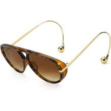HYCHIC Women's Traditional Aviator Sunglasses Droplet Metal Ball Temple Ends Lightweight UV400 Fits More Face Shapes Fashion Focus Street Style - A11-淺玳瑁色/2棕色 - 查看 12