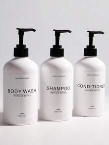 Shampoo-Spender - Nachfüllbare Shampoo- und Conditioner-Flaschen (Bernsteinfarben, 3 Set, 500ml) - Moderne Shampoo-Flaschen für die Dusche - Leere Shampoo-Conditioner-Körperwasch-Spender-Set - Für das Badezimmer - Mehrfarbig - Übersicht 16