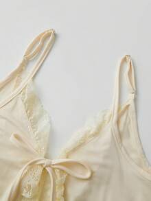 Women Lace Patchwork Two Pieces Outfits Pajamas Sets Spaghetti Strap V Neck Ruffle Hem See Through Camisole Tank Top With Lace Trim Shorts Sets Summer Sexy Pjs Sleepwear Lougewear - 白色 - 查看 5