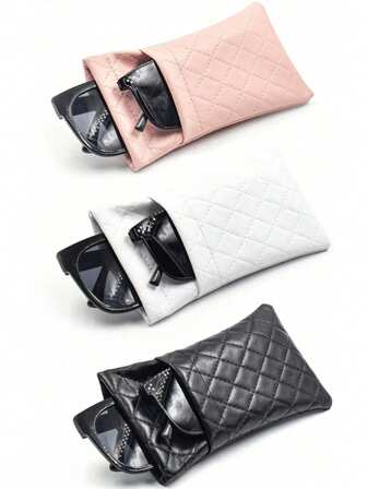1PC Men's And Women's Glasses Case Bag, PU Leather Soft Glasses Case, Portable Squeeze Glasses Case