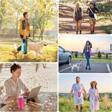 1 套 40 盎司盒子，兼容 运动水壶配件套装、带可调节肩带的氯丁橡胶瓶套袋、双储物袋、杯子移动零钱包、草帽、登山扣、仿珍珠钥匙扣和饰物，适用于旅行户外健身杯配件 - 彩色 - 查看 8