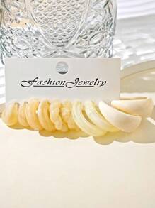 10pcs/30pcs Acrylic Resin Exaggerated Hoop Earring Set, Colorful, Vintage Leopard Print Water Drop C-Shaped Earrings For Women - Multicolor - View 11