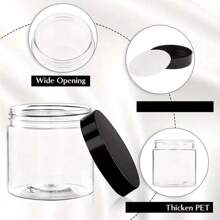 1/6/12/24 Pack 4oz Plastic Jars With Lids -Clear Round Cosmetic Containers For Lotion, Cream, Ointment, Body Butter, Makeup, Rhinestones, Samples, Travel Storage
