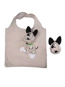 1pc/Cartoon Foldable Shopping Bag/Carry-On Portable Large-Capacity Shoulder Bag/Supermarket Bag/Storage Type Hanging Bag/Lightweight And Large-Capacity Shopping Bag/Can Be Folded Up To Become A Cute Cat Or Dog.