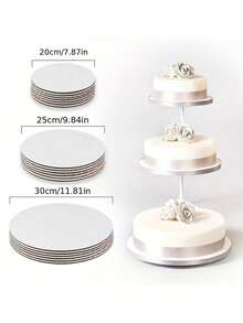 5 Peças Bases Redondas Brancas para Bolo, Base Resistente para Bolo, Prato Antigordurado para Bolo para Casamento, Festa de Aniversário e Feriado, Ideal para Decoração e Apresentação Profissional de Bolos - Multicolorido - Visão 6