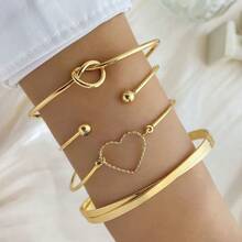 6pcs Set Asymmetrical Rhombus Twisted Plain Bangle Bracelets, Punk Style For Women - Style7 - View 21