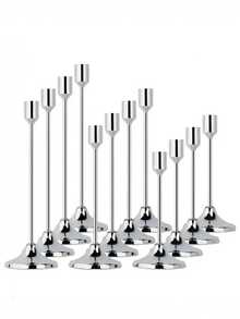 Zestaw 12/3 szt. w stylu europejskim, romantyczny metalowy świecznik, polerowany świecznik na stół, odpowiedni do świec filarowych i stożkowych, wystrój pokoju, wystrój domu, wielofunkcyjna dekoracja stołu na festiwale - idealna na Boże Narodzenie, Halloween, wesele, bankiet, imprezę, dekorację domu i hotelu (świece nie są dołączone)