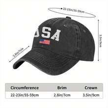 Men's Patriotic USA Baseball Cap With American Flag & Distressed USA Lettering - 4th Of July, Independence Day, Casual Hat For Men, Stars & Stripes Design - 黑色 - 查看 3