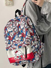 1 قطعة حقيبة ظهر مدرسية كبيرة السعة مطبوع عليها هيلو كيتي للطالبات، حقيبة ظهر هيلو كيتي جميلة للاستخدام اليومي، الأعياد والهدايا