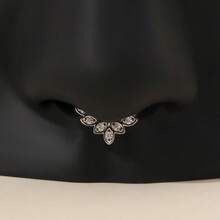1pc Adjustable Silver-Color Rhinestone Nose Clip (Non-Piercing), Suitable For Daily Wear - Silver - View 2