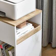 SoBuy Printer Table With Wheels Filing Cabinet Printer Table Printer Stand Mobile Container Storage Cabinet For Office White Natural W X H X D Approx. 40 X 65 X 50 Cm ASK08-WN - 白色 - 查看 4