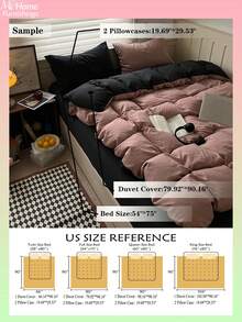 3 件套粉色和黑色超柔软宿舍床上用品套装，亲肤透气羽绒被套和枕套，无需填充，可机洗，返校床上用品