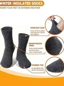 1/3/6 Pairs Extra Thick Sherpa Lined Winter Socks For Men - Comfortable And Soft Christmas Gift For Dad, Suitable For Cold Weather, Long Socks, Winter, Black Socks, Warm Ladies Socks, Casual Thick Moisture Wicking Comfortable Crew Socks, Durable And Long-Lasting, Unisex, Fall