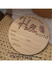 1pc Wooden "Hello World" Newborn Announcement Sign, Gender Reveal Party Supplies, Birthday Party Decor, Photo Prop, Creative Commemorative Gift, For Baby Christening, Baptism, Wedding, Engagement - Multicolor - View 33