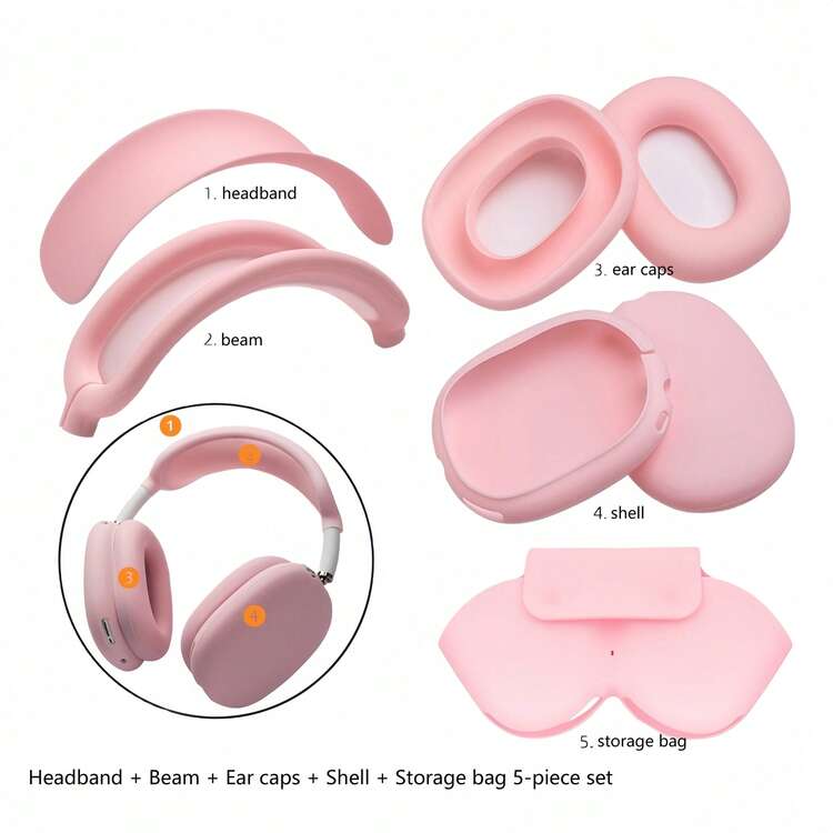 Estuche inteligente de silicona para almacenamiento con AirpodsMax, funda protectora para auriculares con cierre magnético a prueba de polvo, bolsa de transporte y almacenamiento portátil compatible con AirPod Max - Multicolor - Añade 10