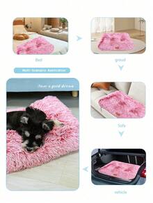 1PC Washable Plush Pet Crate Bed For Dog Anti-Slip Pet Mat Bed For Cat Fluffy Comfy Pet Sleeping Mat For Large, Jumbo, Medium, Small Dogs Breeds - Red and White - View 8