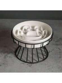 PETSIN Ceramic Slow Food Bowl Cervical Spine Protection Frame Dog Basin Anti Knock Small Dog And Cat Food Bowl Anti Choking Dog Bowl