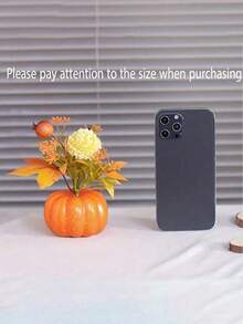 1 件，秋季南瓜装饰，带枫叶和浆果 - 逼真的人造盆栽植物，适合餐桌中心装饰、万圣节派对和感恩节