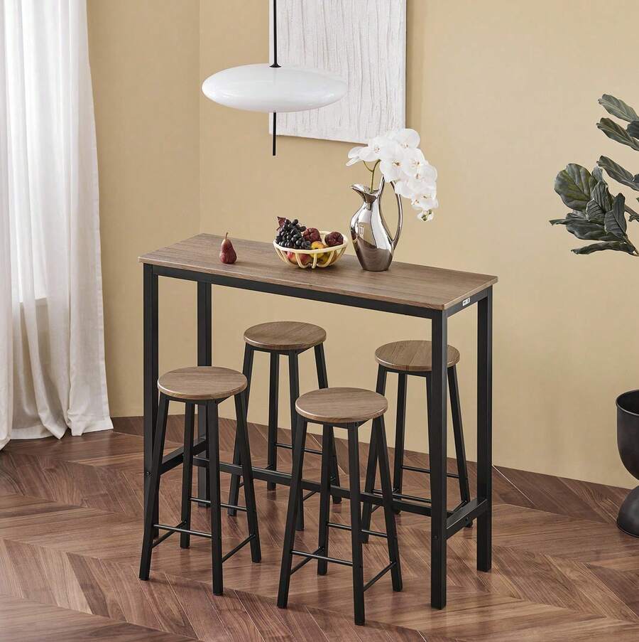 SoBuy OGT22-WN, Bar Set-1 Bar Table And 4 Stools, Home Kitchen Breakfast Bar Set Furniture Dining Set - Black - View 1