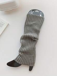 1 Pair Solid Color Knitted Leg Warmers, Y2K Style, Comfortable - Multicolor - View 7