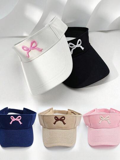 1pc Bowknot Embroidery Hook And Loop Adjustable Women's Sun Visor Hat Valentine's Day Valentines