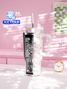 Bình giữ nhiệt Meoky 40oz có tay cầm và ống hút, bình nước cách nhiệt chân không có nắp ống hút, cốc du lịch bằng thép không gỉ, chống rò rỉ 100%, giữ lạnh đến 34 giờ hoặc giữ nóng đến 10 giờ. - Hồng - Xem 3