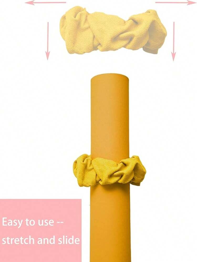 Scrunchie para Esterilla de Yoga - Sostiene tu Esterilla de Yoga con Estilo - Tela Duradera y Elástica - Se Ajusta a Todas las Esterillas de Yoga Estándar (esterilla no incluida) - Amarillo - Añade 4