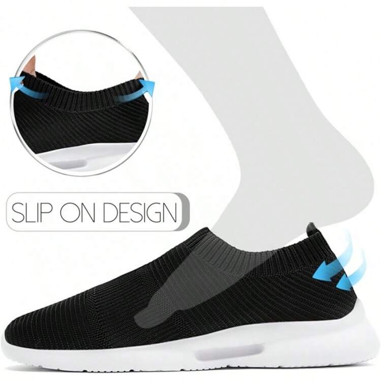 Mens Slip On Shoes Tennis Sports Sneakers Lightweight Casual Dress Summer Beach Slippers-2025 - Black_white - View 10